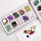 天然十格矿石水晶玛瑙矿物礼盒儿童科普益智玩具地质石头送礼摆件