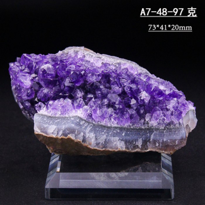 【送底座】A7-48天然乌拉圭紫水晶簇巴西洞原石标本观赏矿石装饰净化消磁风水摆件