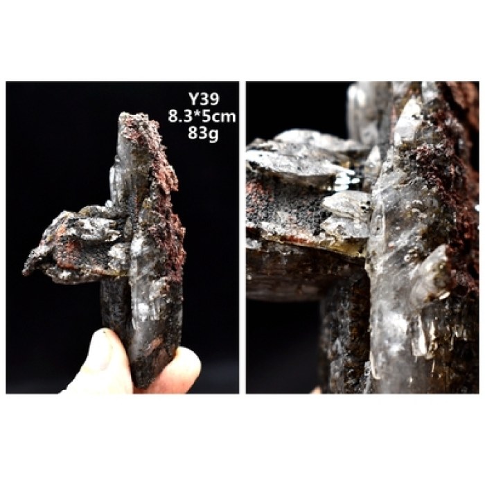 天然赤铁矿石燕尾双晶共生原石矿物晶体标本水晶方解石收藏摆件